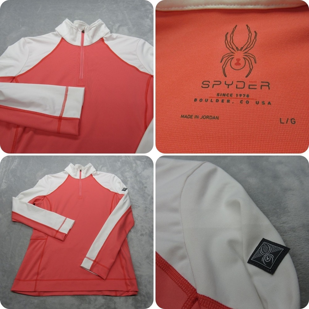 Spyder Base Layer Women Large Pink Top Savona 1/4 Zip Light Pack Gym Yoga Run